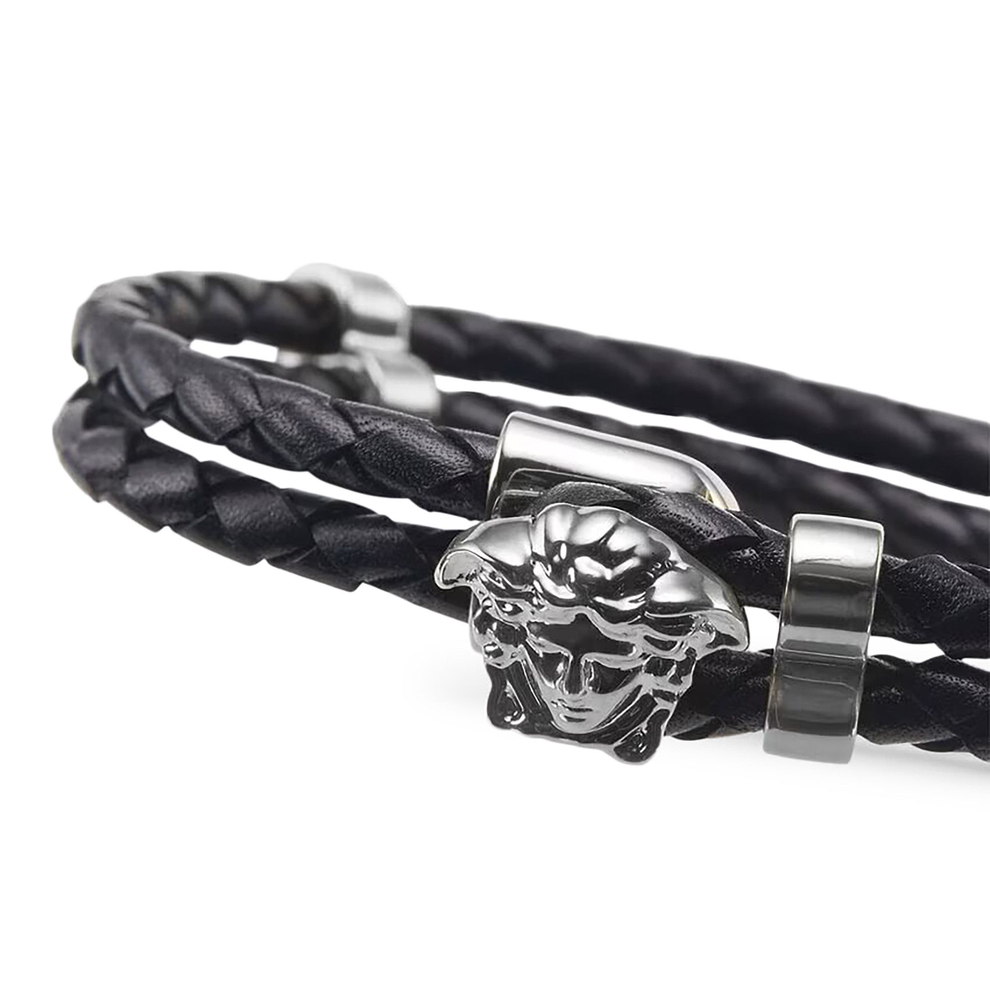 Buy Versace Leather Medusa Bracelet 'Black' - DG05579 DMTN