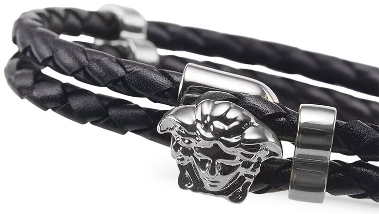 Versace Leather Medusa Bracelet Black