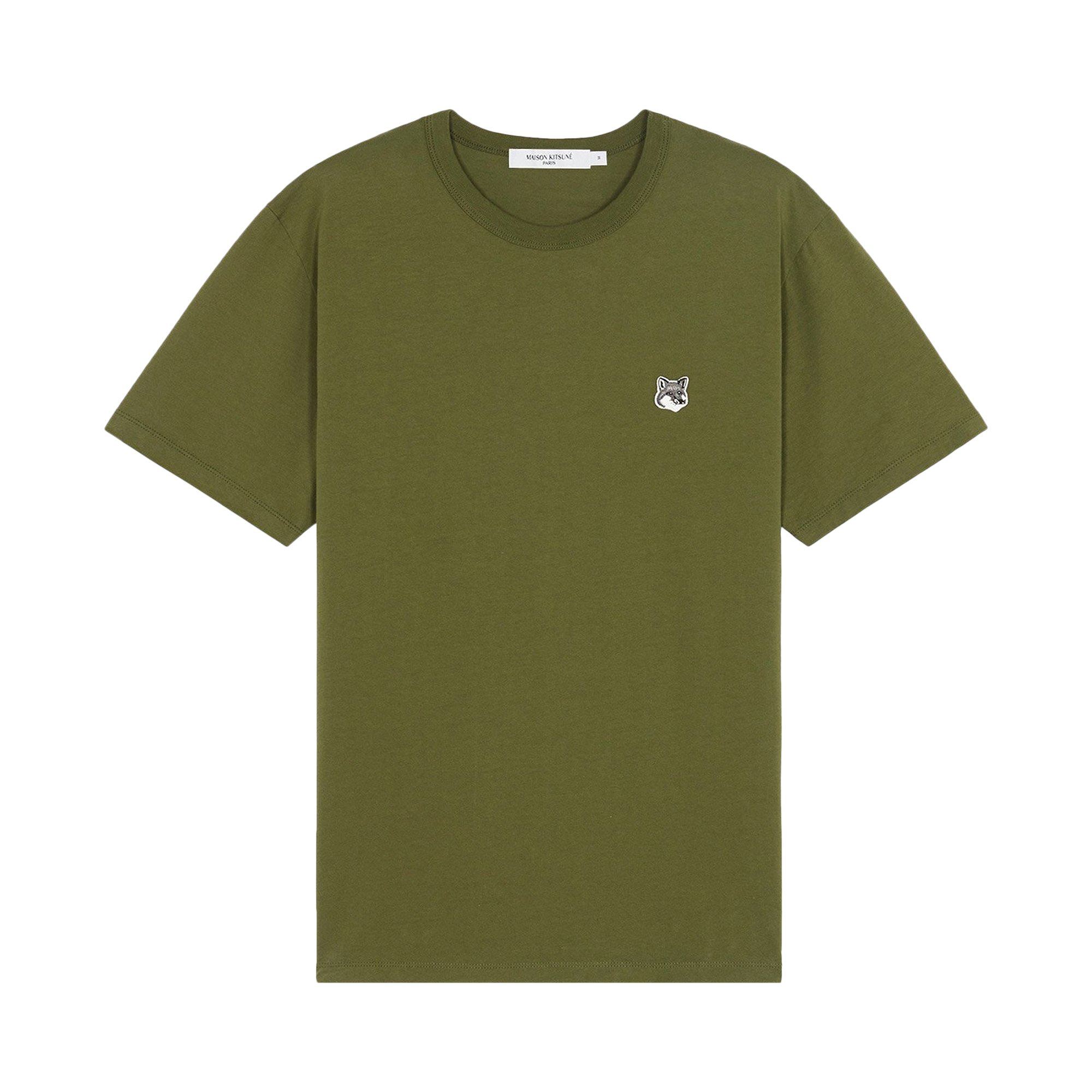 Buy Maison Kitsuné Grey Fox Head Tee 'Olive' - JM00112KJ0008 OLIV