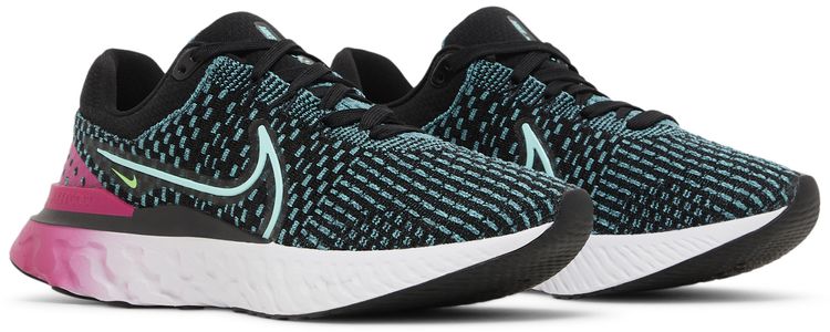 Nike Wmns React Infinity Run Flyknit 3 Black Pink Prime Dynamic Turquoise