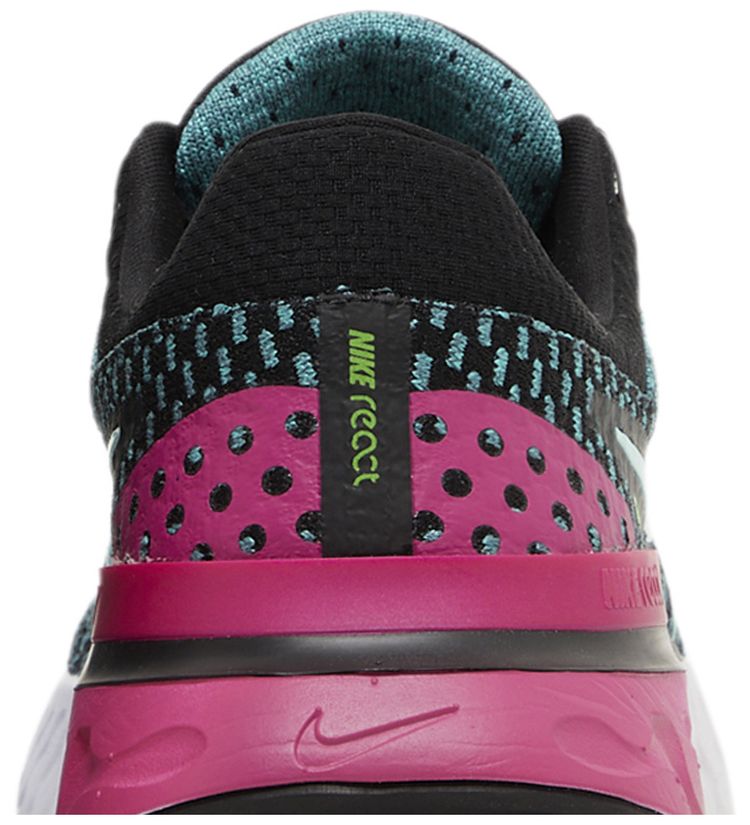 Nike Wmns React Infinity Run Flyknit 3 Black Pink Prime Dynamic Turquoise