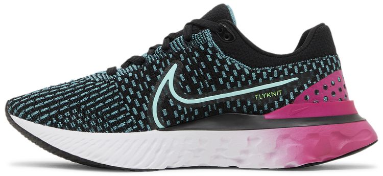 Nike Wmns React Infinity Run Flyknit 3 Black Pink Prime Dynamic Turquoise