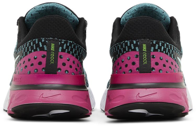 Nike Wmns React Infinity Run Flyknit 3 Black Pink Prime Dynamic Turquoise