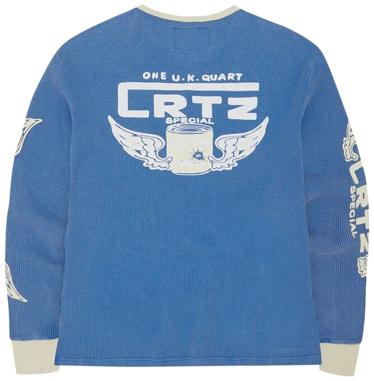 Corteiz Gasolina Waffle Long Sleeve Blue
