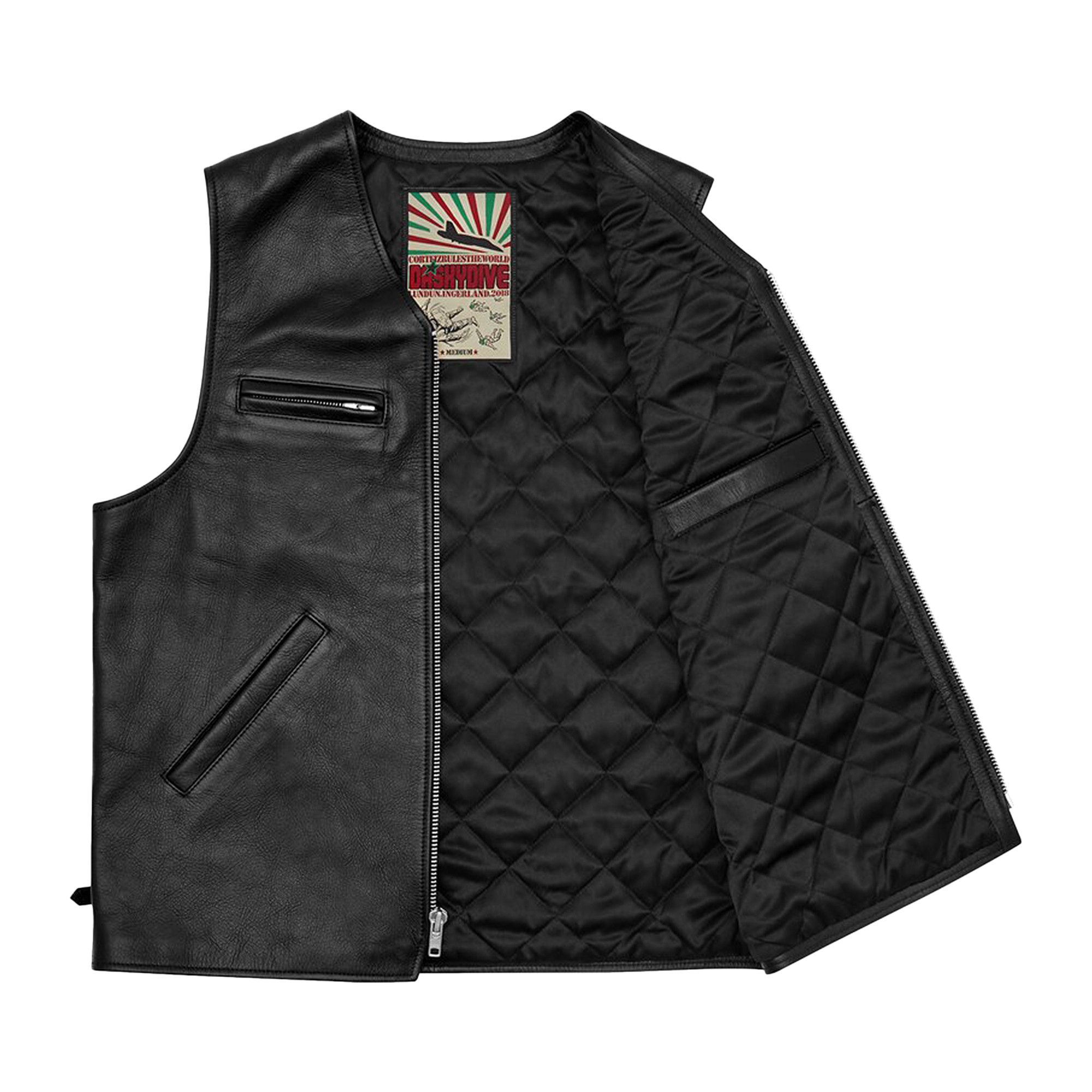 Corteiz Skydive Leather Vest Black Men's - FW23 - US