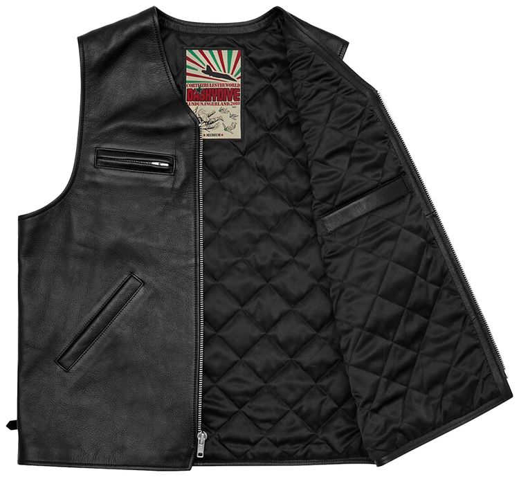 Corteiz Skydive Leather Vest Black