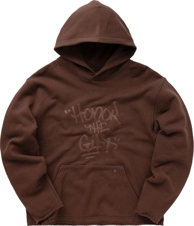 Honor The Gift Script Embroidered Hoodie 'Brown'