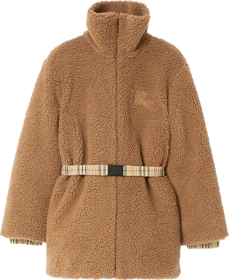 Burberry Belted Fleece Coat 'Dusty Caramel'