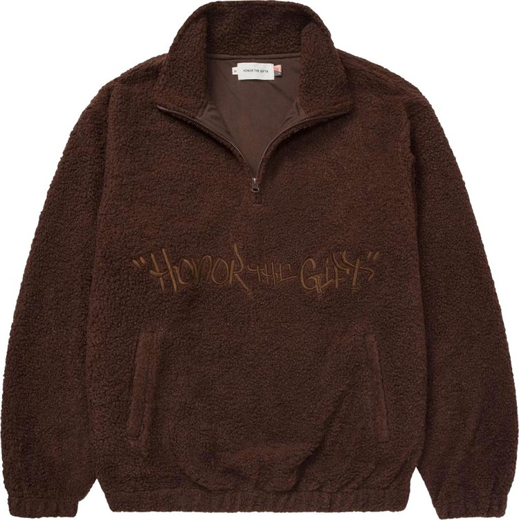 Honor The Gift Script Sherpa Pullover 'Brown'
