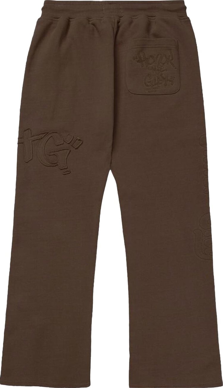 Honor The Gift Script Embroidered Sweatpants Brown