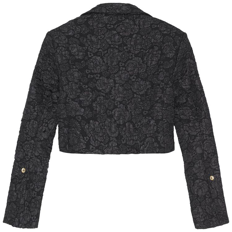 GANNI Stretch Jacquard Cropped Blazer Black