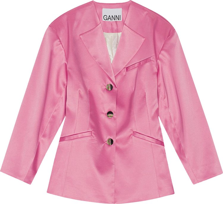 GANNI Double Satin Fitted Blazer 'Orchid'