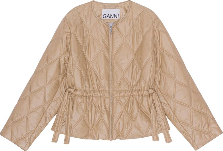 GANNI Shiny Quilt Jacket Tanin