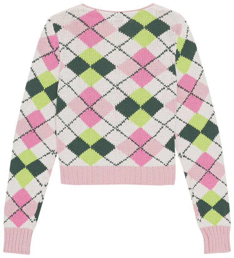 GANNI Graphic V Neck Cardigan Multicolor