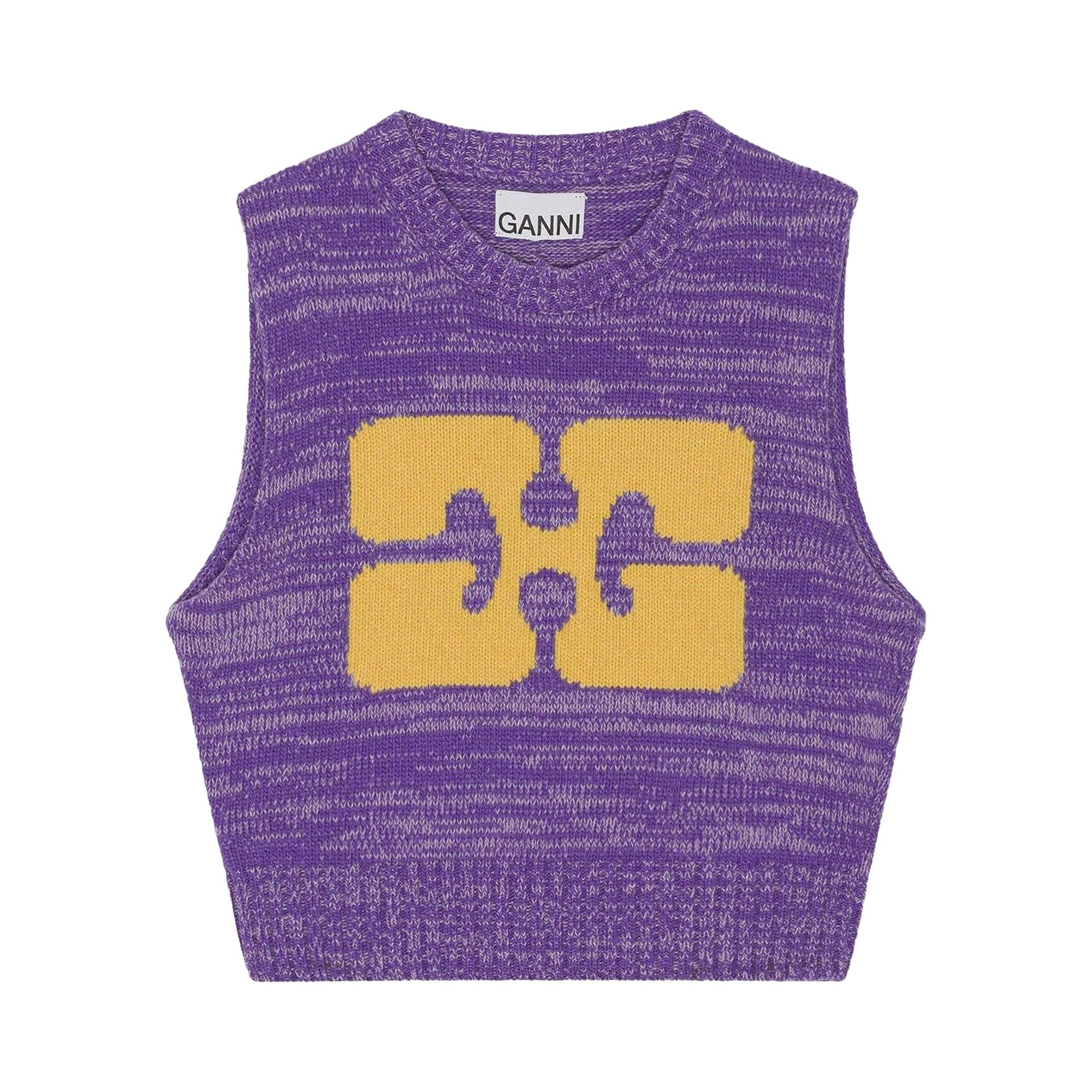 Buy GANNI Graphic Cropped Vest 'Purple' - K1953 PURP | GOAT