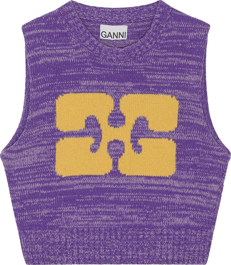GANNI Graphic Cropped Vest 'Purple'
