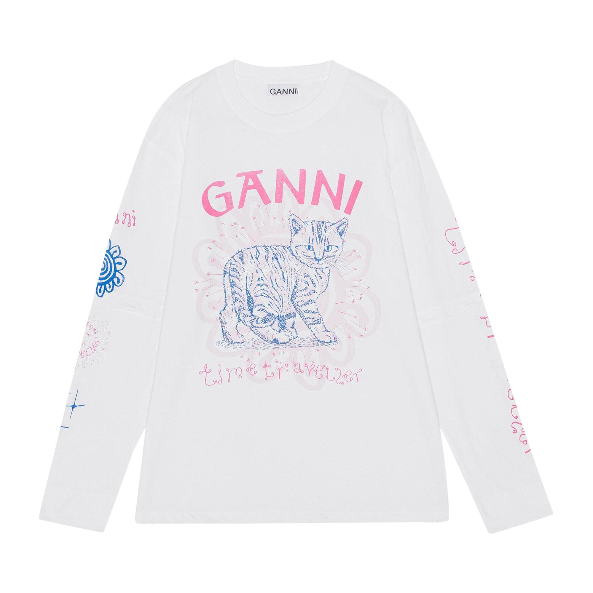 Buy GANNI Light Jersey Cat Long-Sleeve T-Shirt 'Bright White
