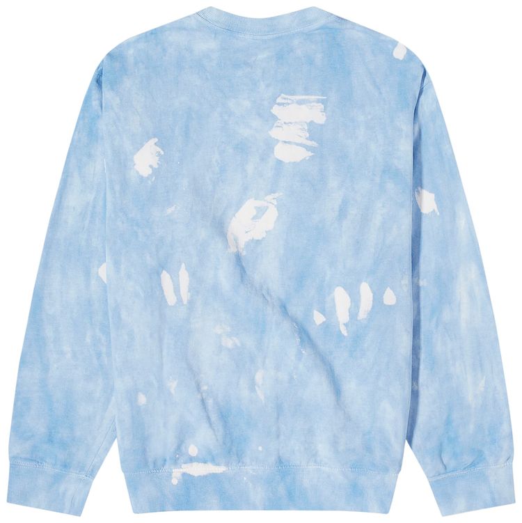 Sporty  Rich Serif Logo Embroidered Crewneck Hydrangea Tie Dye