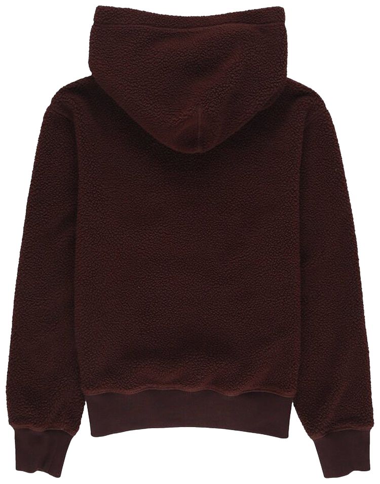 Sporty  Rich Sherpa Fleece Cropped Hoodie Chocolate
