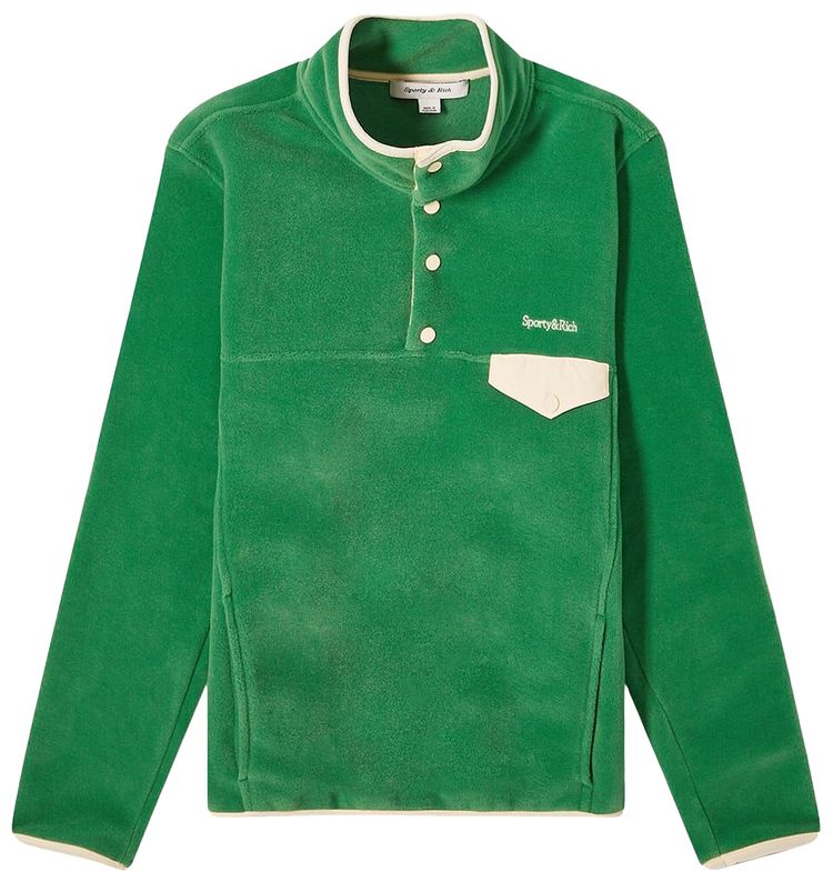 Sporty  Rich Serif Logo Polar Sweatshirt GreenCream