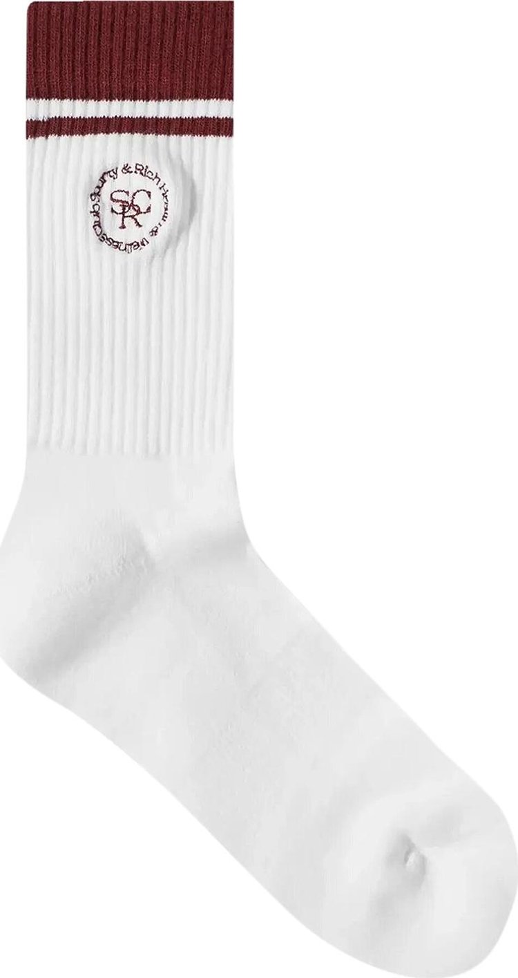 Sporty & Rich SRHWC Socks 'White/Maroon'