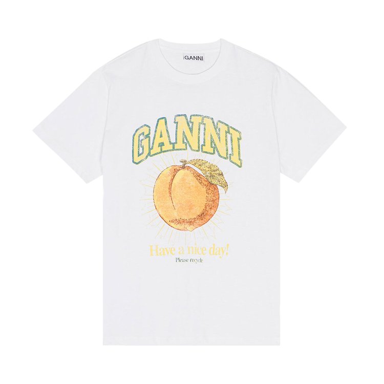GANNI Basic Jersey Peach Relaxed T-Shirt 'Bright White'