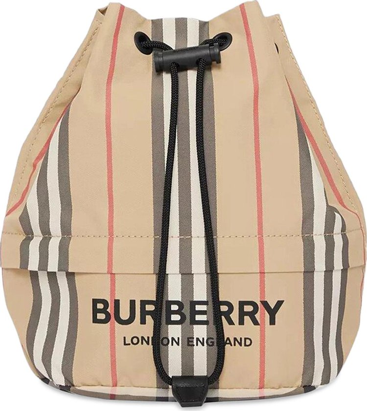 Burberry Logo Print Icon Stripe Drawcord Pouch 'Archive Beige'