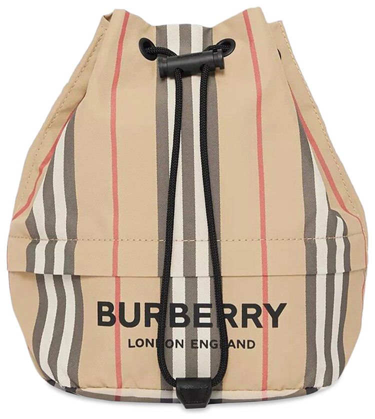 Burberry Logo Print Icon Stripe Drawcord Pouch 'Archive Beige'