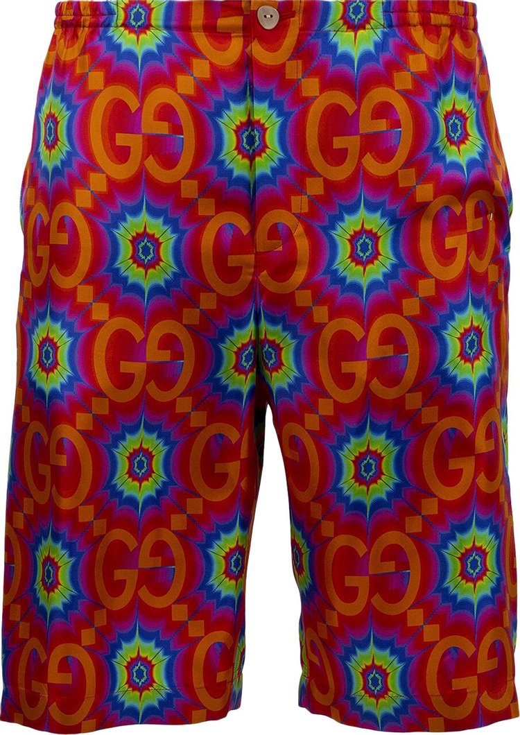 Gucci GG Kaleidoscope Silk Shorts OrangeElectric Blue