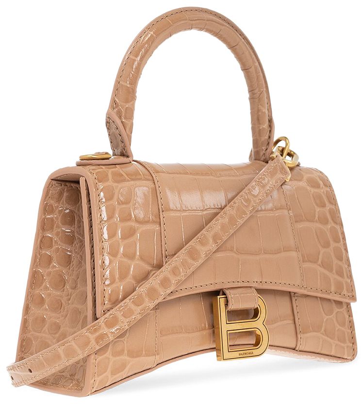 Balenciaga XS Hourglass Shoulder Bag NudeBeige