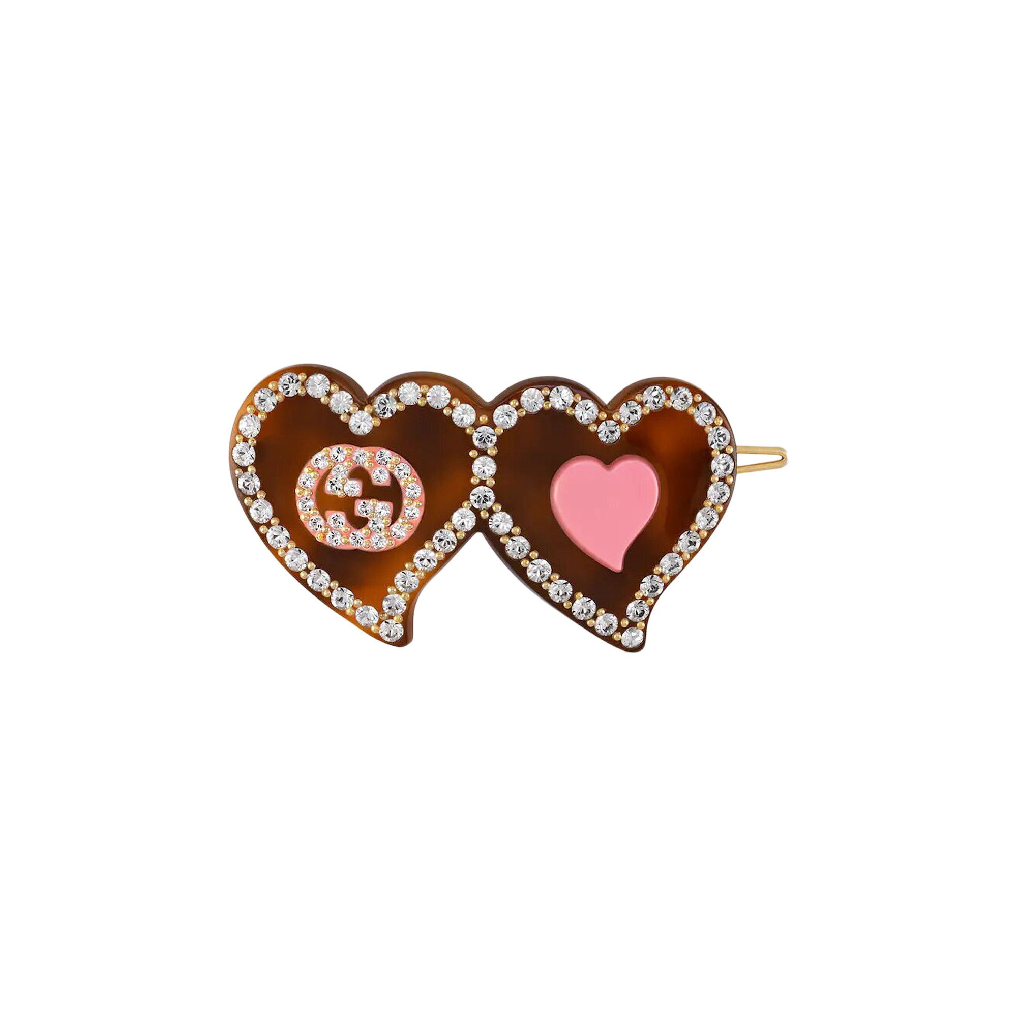 Buy Gucci Hair Clip With GG And Hearts 'Tortoise/Pink' - 679029