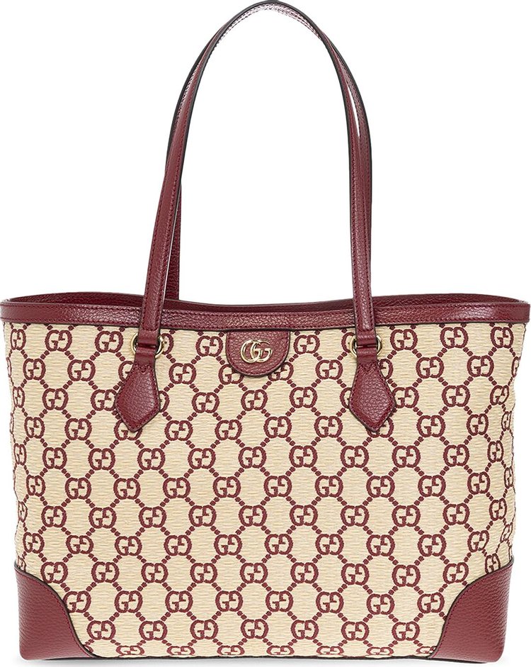 Gucci Ophidia Medium GG Tote Bag 'Red GG Straw Effect' | Women's Size Onesize