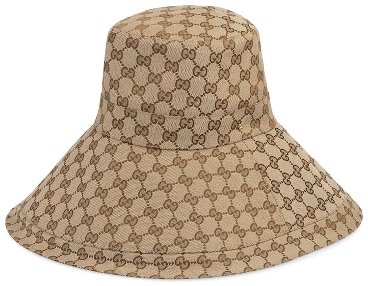 Gucci GG Canvas Wide Brim Hat BeigeEbony