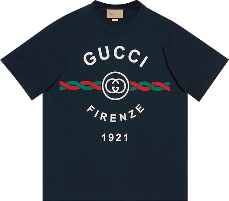 Buy Gucci Firenze 1921 T-Shirt 'Dark Blue' - 616036 XJD7T 4795 | GOAT