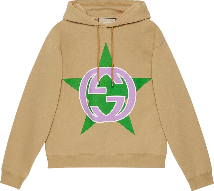 Gucci Interlocking G Star Print Hooded Sweatshirt 'Camel'