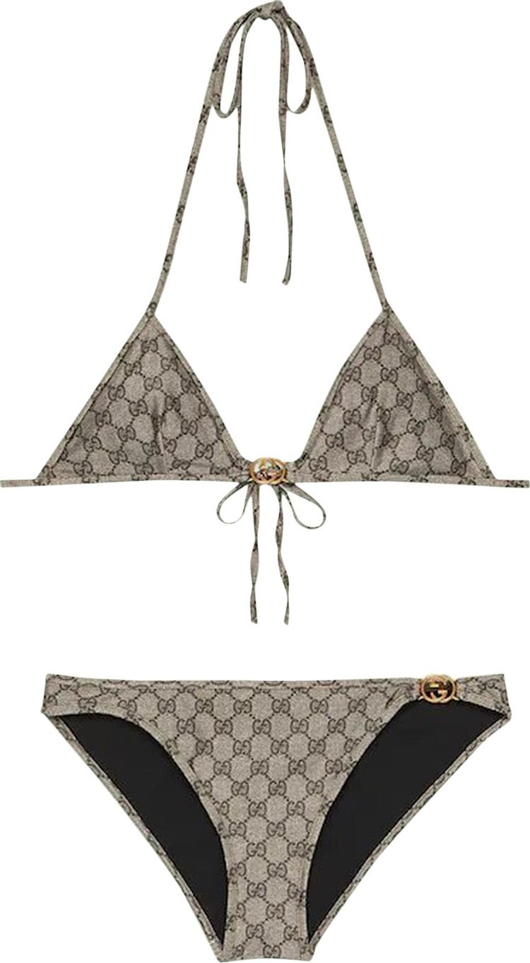 Gucci Gg Stretch Jersey Bikini 'Beige/Ebony'