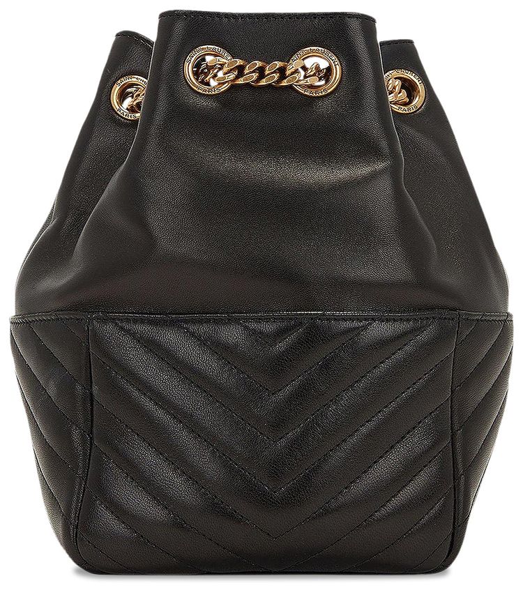 Saint Laurent Joe Chevron Bucket Bag Black