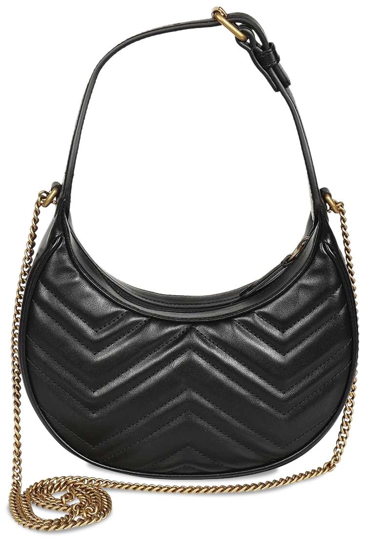 Gucci GG Marmont Half Moon Shaped Mini Bag Nero