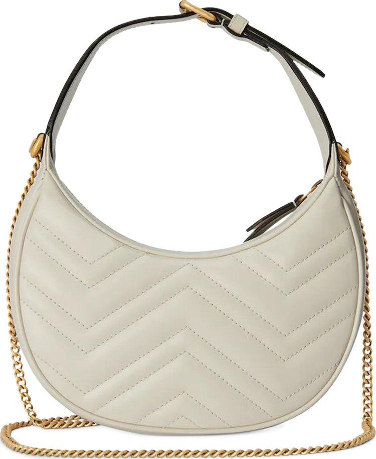 Gucci GG Marmont Half Moon Shaped Mini Bag Mystic White