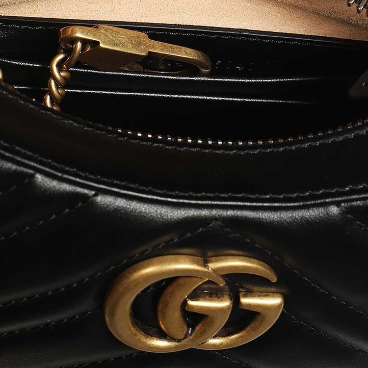 Gucci GG Marmont Half Moon Shaped Mini Bag Nero