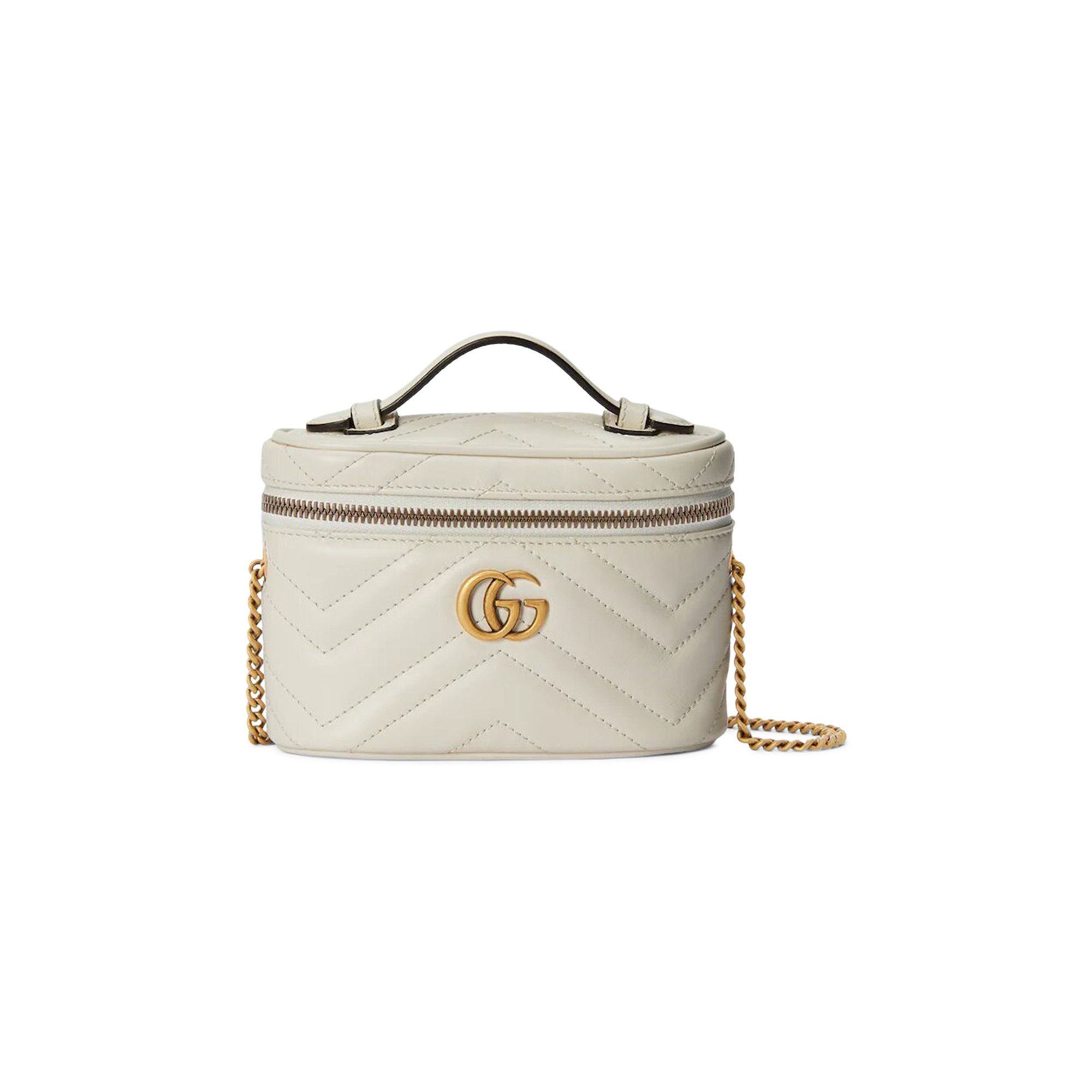 Gg marmont mini discount top handle bag white