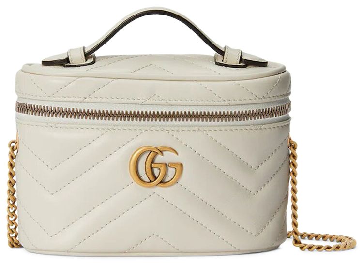 Gucci GG Marmont Mini Top Handle Bag Mystic White