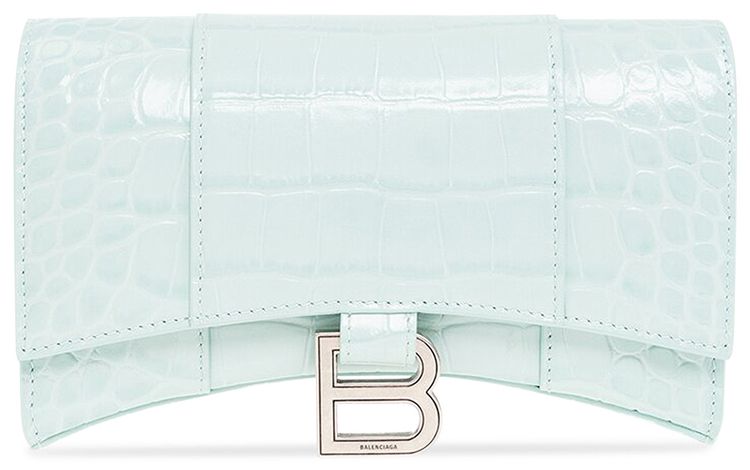 Balenciaga Hourglass Wallet With Chain Light Blue