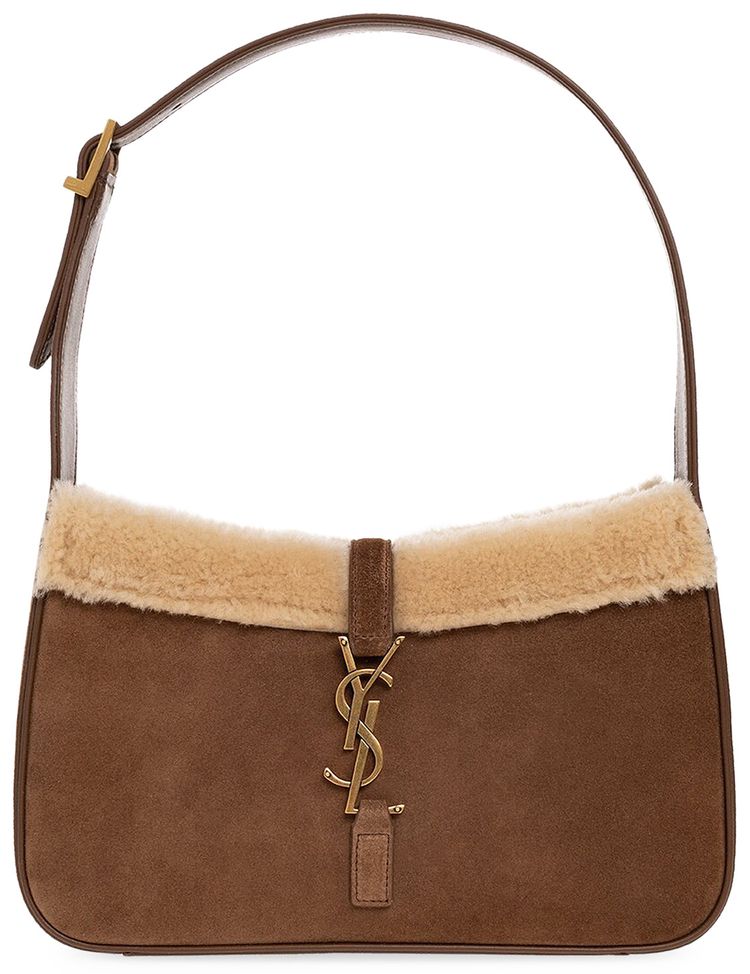 Saint Laurent Le 5 A 7 Hobo Bag Dark CigarNatural Beige