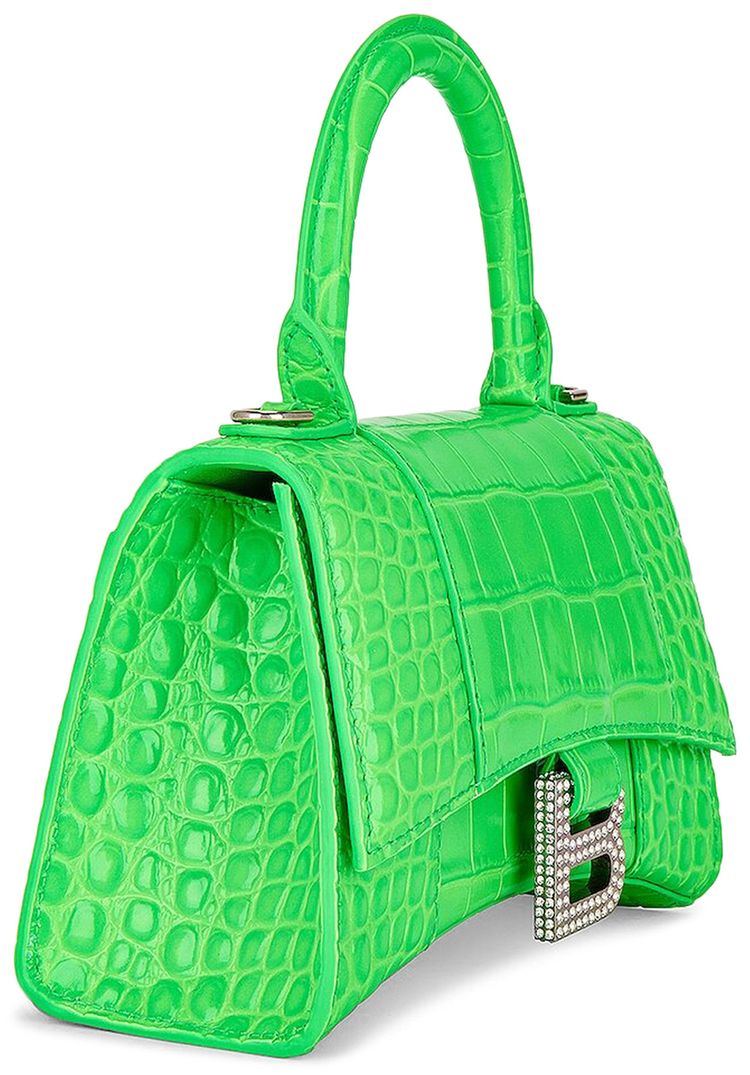 Balenciaga XS Hourglass Top Handle Bag Fluo Green