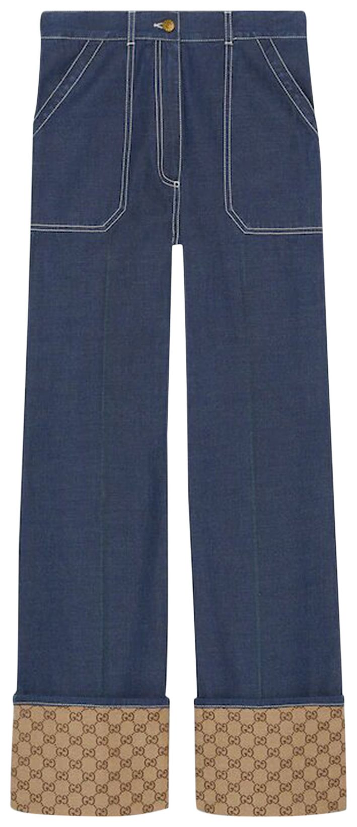Gucci Denim Trouser With GG Cuff Blue