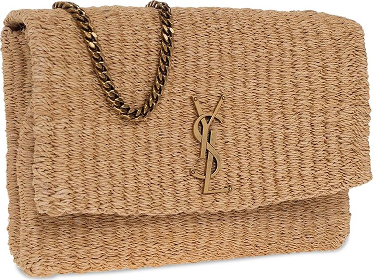 Saint Laurent Kate Raffia Shoulder Bag Natural Beige