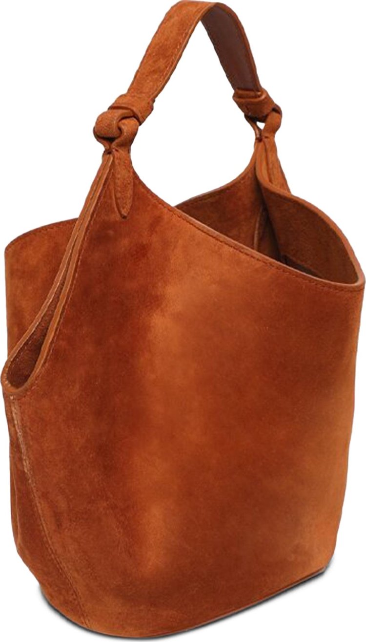 Khaite Lotus Mini Suede Shoulder Bag Caramel