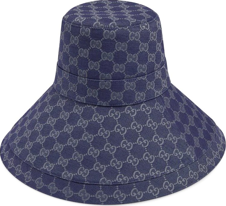 Gucci GG Wide Brim Beach Hat 'Blue/Grey'
