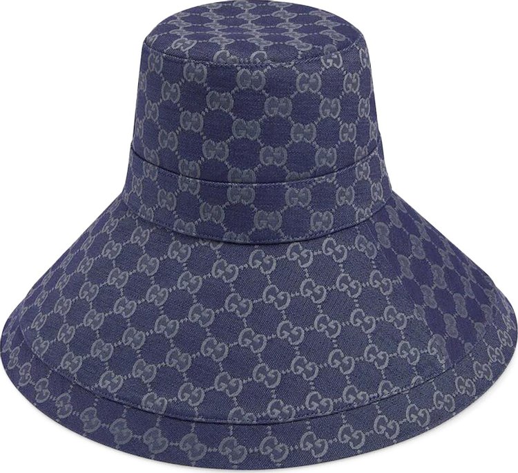 Gucci GG Wide Brim Beach Hat BlueGrey